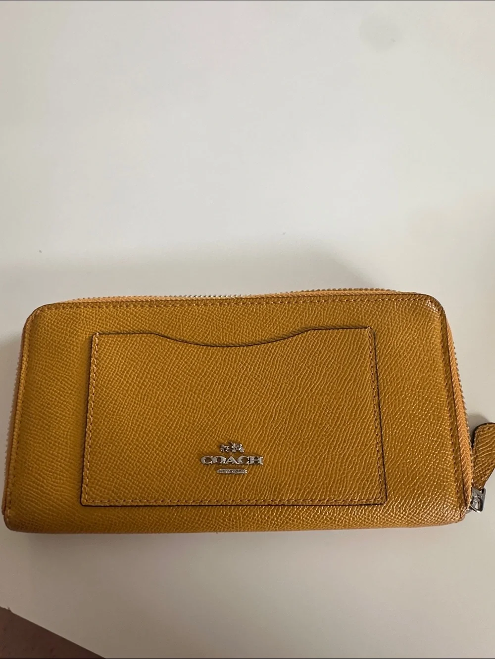 Coach Pebbled Leather Zip Wallet in Mustard - Picture 1 of 4